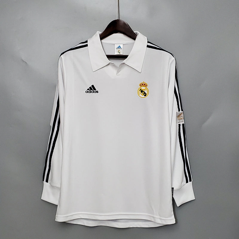 Camisa Real Madrid Titular 2002 - Versão Retro Manga Comprida (Importação)