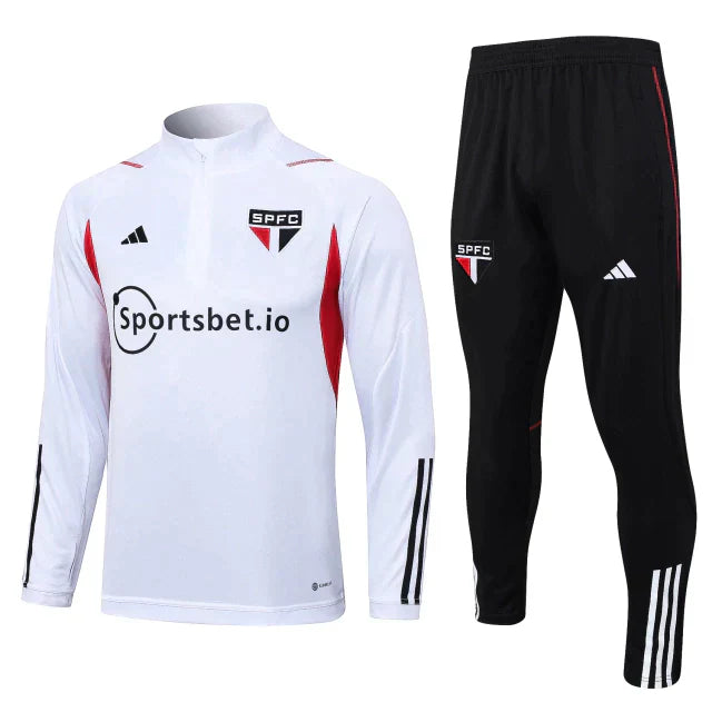 Conjunto de Treino São Paulo 2023 Branco/Preto (Importação)